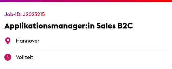 Applikationsmanager:in Sales B2C Hannover Vollzeit